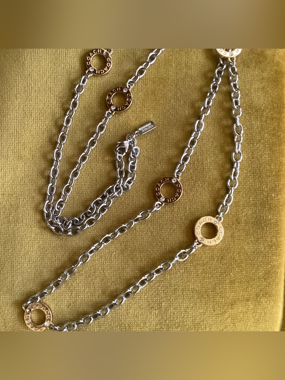 Coach Brand Gold and Silver Circle Link Necklace - Picture 3 of 5